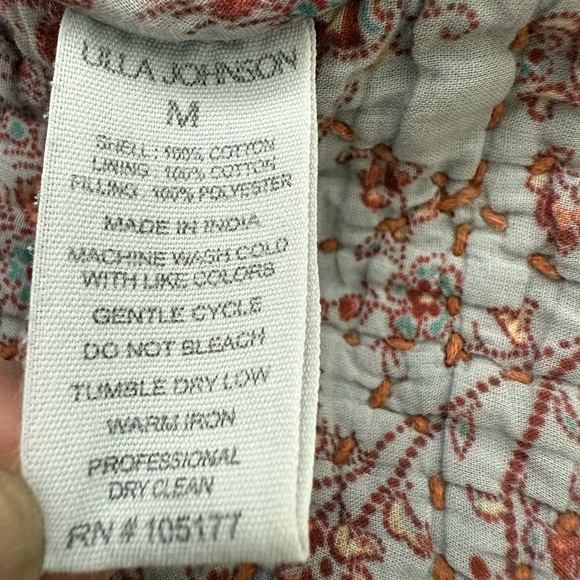 Ulla Johnson Quilted Marta Coat Bohemian Statement Outerwear Brown/ Cream Sz M - Picture 15 of 16